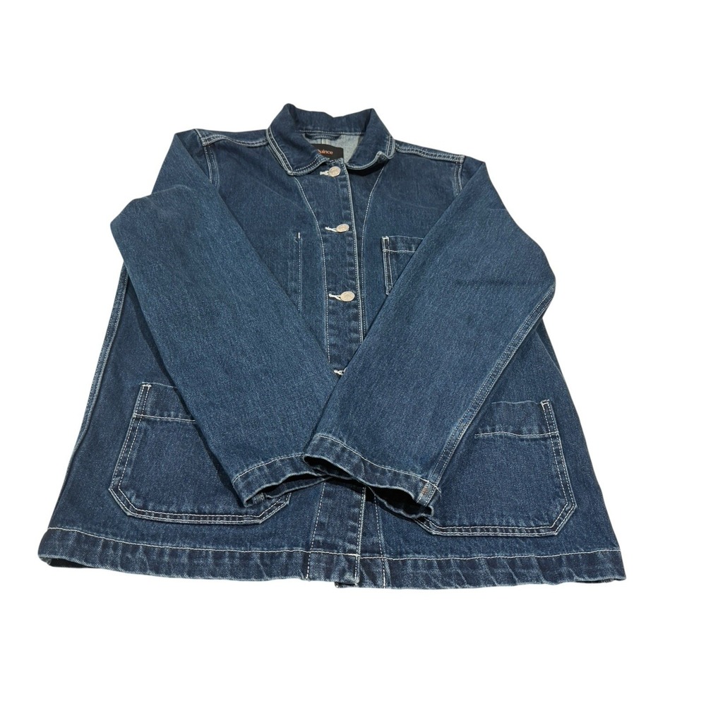 Quince 100% Organic Cotton Denim Chore Jacket Interior Pocket Women's Small EUC